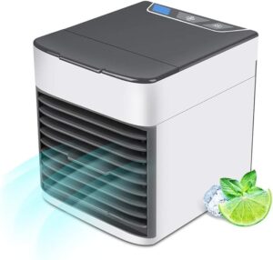 Mini Ar Condicionado Portátil 3 em 1 – Climatizador, Ventilador e Umidificador de Ar com 3 Velocidades, Tanque de 350ml para até 8h de Resfriamento – Silencioso e Econômico, Perfeito para Uso Pessoal!
